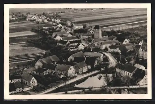 AK Klinga, Gesamtansicht mit Staudnitz, Fliegeraufnahme