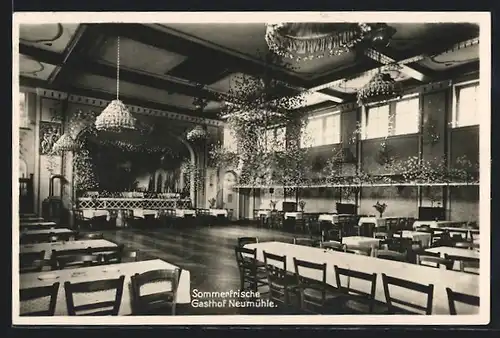 AK Neumühle / Elster, Café-Conditorei Neumühle, Saal der tausend Lampen