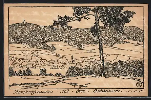 AK Borgholzhausen, Gesamtansicht mit Luisenturm