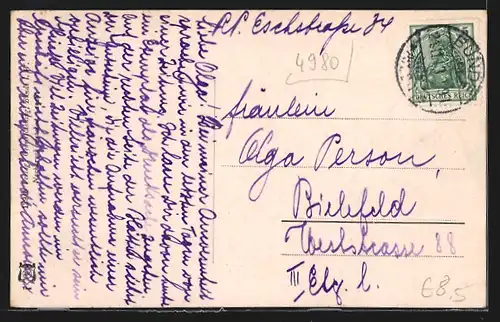 AK Bünde i. W., Elsepartie mit Ortsblick