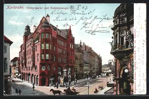 AK Karlsruhe, Kaiserpassage mit Hofapotheke