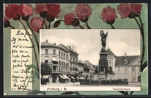 AK Freiburg i. B., Siegesdenkmal mit Umgebung