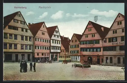 AK Herrenberg, Marktplatz mit Apotheke