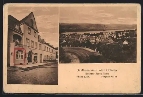 AK Rhens a. Rh., Gasthaus Zum roten Ochsen, Totalansicht