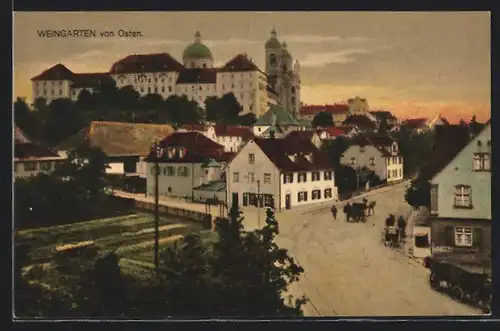 AK Weingarten, Blick von Osten auf Weingarten
