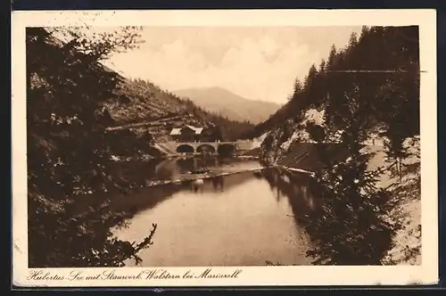 AK Walstern bei Mariazell, Hubertus-See mit Stauwerk