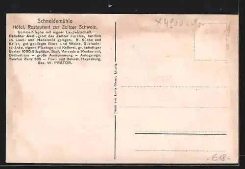 AK Schneidemühle, Hotel-Restaurant zur Zeitzer Schweiz
