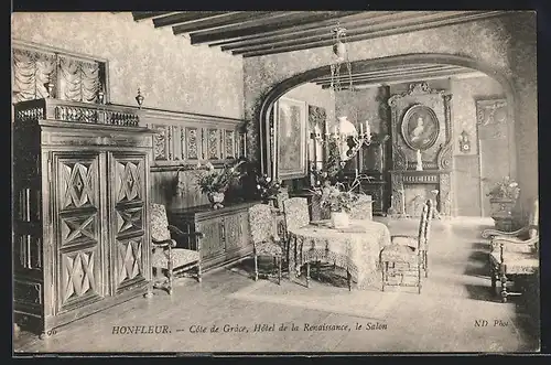 AK Honfleur, Côte de Grâce, Hôtel de la Renaissance, le Salon