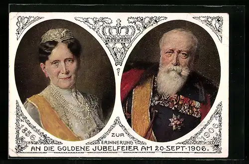 AK Grossherzogspaar Friedrich und Luise von Baden, Goldene Hochzeit 20.09.1906