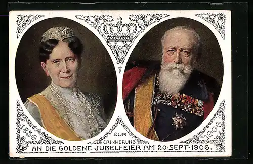 AK Grossherzogspaar Friedrich und Luise von Baden, Goldene Jubelfeier am 20. Sept. 1906