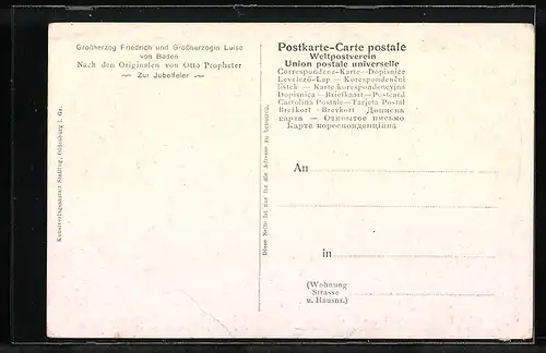 AK Grossherzogspaar Friedrich und Luise von Baden, Goldene Jubelfeier am 20. Sept. 1906