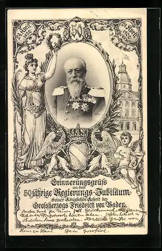 AK Grossherzog Friedrich von Baden, 50 jähriges Regierungsjubiläum 24.4.1902