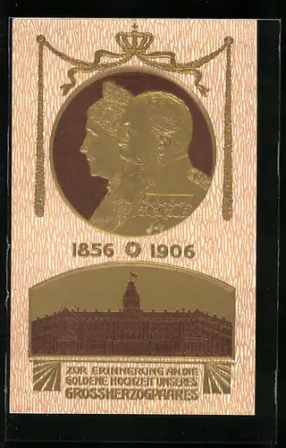 AK Grossherzig Friedrich von Baden und Gemahlin, Goldene Hochzeit 1856-1906