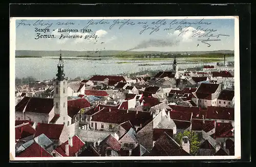 AK Zemun / Semlin, Izgled varosi, Teilansicht mit Kirche