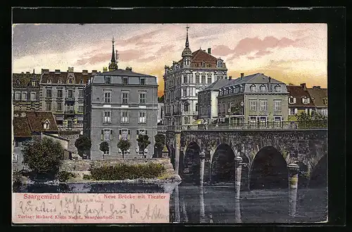AK Saargemünd, Neue Brücke mit Theater
