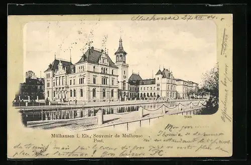 AK Mülhausen i. Els., Post mit Fluss