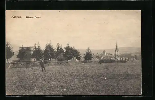 AK Zabern, Wasserturm, Ortsansicht mit Kirche
