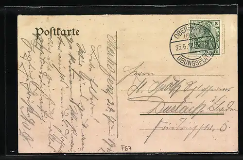 Lithographie Oberhofen, Truppenübungsplatz, Bahnhof, Wirtschaften, Pavillon