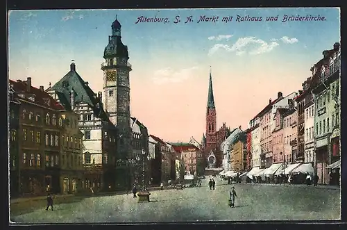 AK Altenburg /S.-A., Markt mit Rathaus und Brüderkirche
