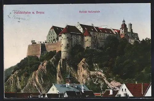 AK Heidenheim, Schloss Hellenstein mit Bäumen