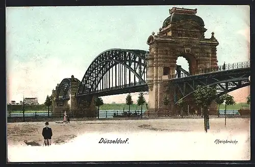 AK Düsseldorf, Ansicht der Rheinbrücke