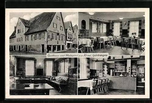 AK Gärtringen /Kreis Böblingen, Gasthaus und Metzgerei zur Krone, Innenansichten