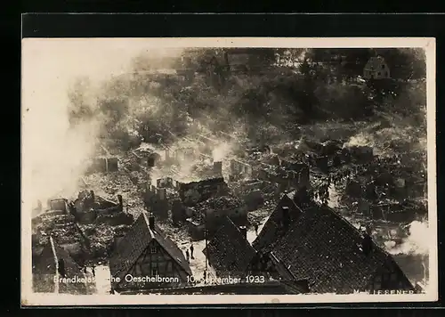 AK Oeschelbronn, Brandkatastrophe 1933, Zerstörte Ortspartie