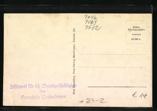 AK Oeschelbronn, Brandkatastrophe 1933, Zerstörte Ortspartie