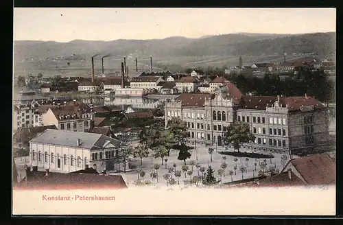 AK Konstanz-Petershausen, Teilansicht mit Fabrik