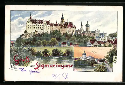 AK Sigmaringen, Ortsansichten m. Schloss