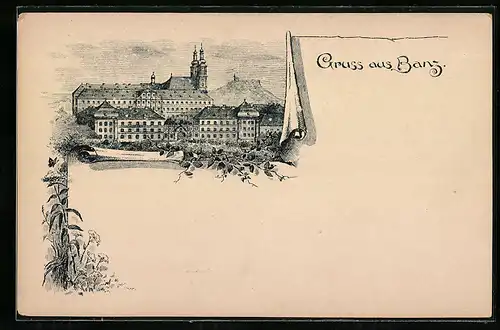 Lithographie Banz, Schloss Banz