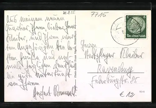 AK Bräunlingen, Teilansicht mit Kirche, Gedächtniskapelle, Brunnenanlage