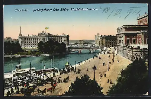 AK Stockholm, Riksdagshuset fran Södra Blasieholmshamnen