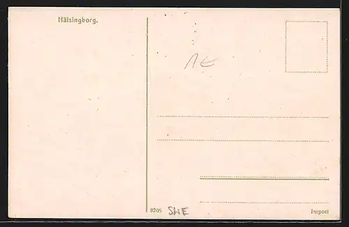 AK Hälsingborg, Ortspartie mit Statue