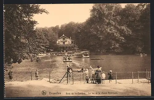 AK Brüssel / Bruxelles, Bois de la Cambre, Le lac et le chalet Robinson