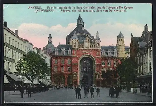 AK Antwerpen, Zijgevel der Middenstatie, zicht van De Keyserlei