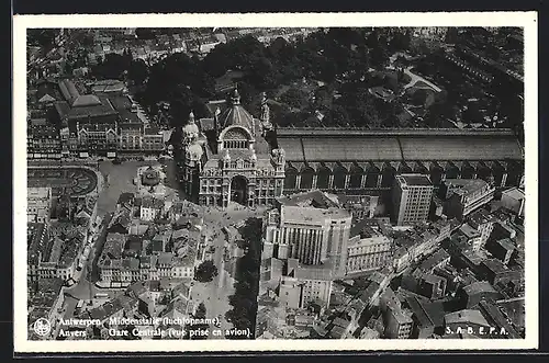 AK Anvers, Gare Centrale, Vue prise en avion