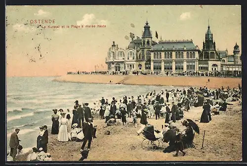 AK Ostende, La Kursaal et la Plage a maree haute