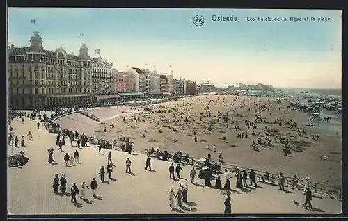 AK Ostende, Les hotels de la digue et la plage