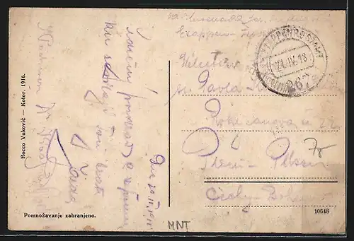 AK Dobrota b. Cattaro, Blick über das Meer auf die Ortschaft