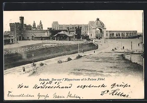 AK Ostende, Vue sur l`Hippodrome et le Palace Hotel