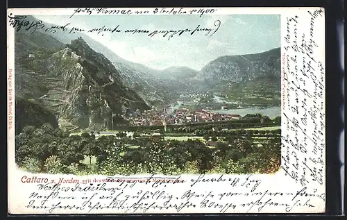 AK Cattaro, Von Norden mit der alten Strasse nach Montenegro