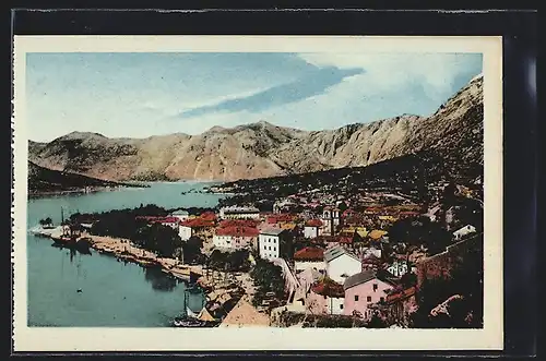 AK Cattaro, Ortsansicht mit Hafen