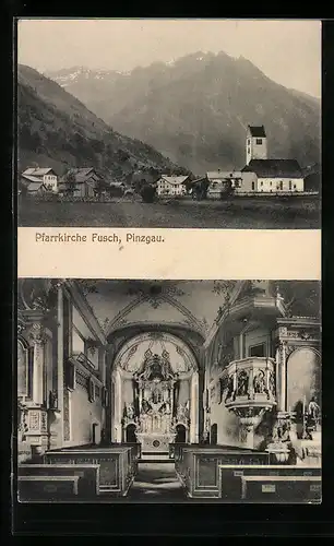 AK Pinzgau, Pfarrkirche Fusch, Innenansicht