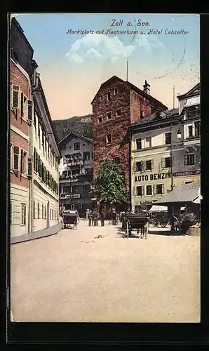 AK Zell a. See, Hotel Lebzelter am Marktplatz mit Kastnerturm