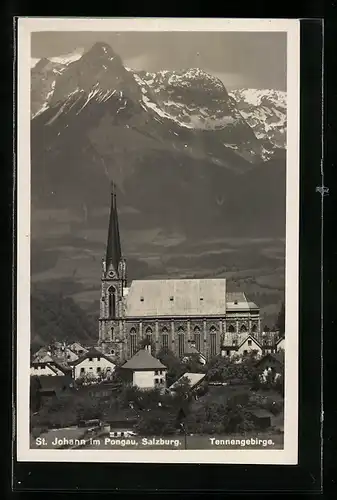 AK St. Johann im Pongau, Ortsansicht mit Tennengebirge