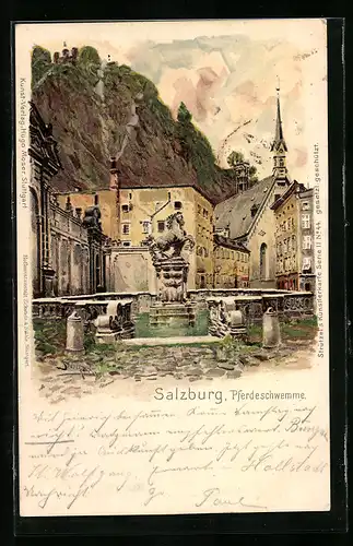 Künstler-AK Otto Strützel: Salzburg, Pferdeschwemme