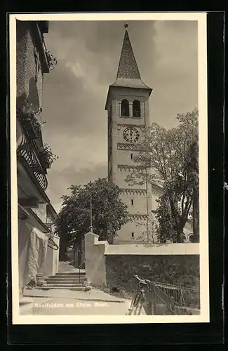 AK Saalfelden am Stein, Blick auf Kirche