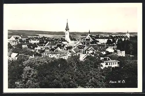 AK Horn, Ortsansicht mit Kirche aus der Vogelschau