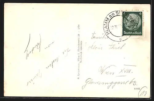 AK Klamm am Semmering, Ortsansicht mit Ruine